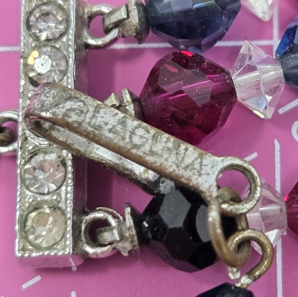 VINTAGE LAGUNA AB CRYSTAL TRIPLE STRAND DEMI PARURE NECKLACE BRACELET JEWELRY - Picture 9 of 16